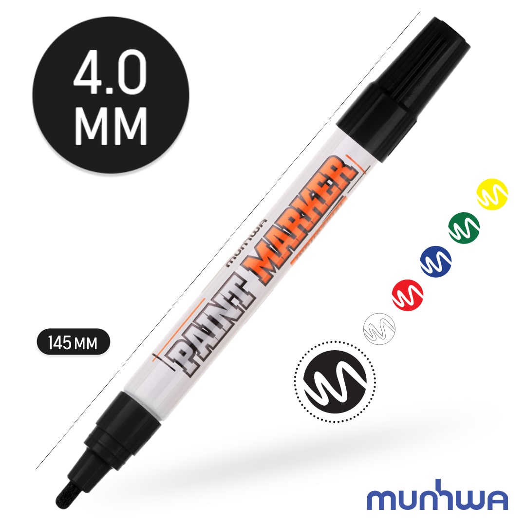 Маркер-краска MunHwa чёрная, 4мм, нитро-основа Industrial IPM-01 (305268) уп.12шт