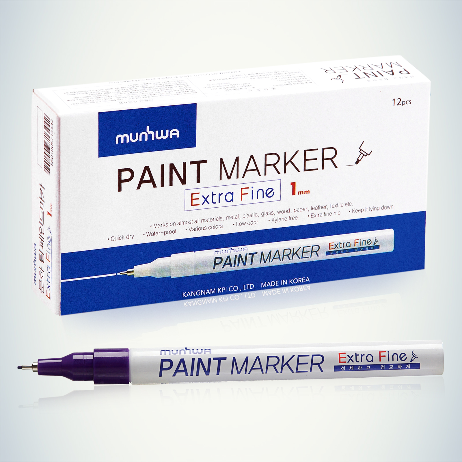 Маркер-краска MunHwa "Extra Fine Paint Marker" фиолетовая, 1мм, нитро-основа EFPM-09 (уп.12шт)260038